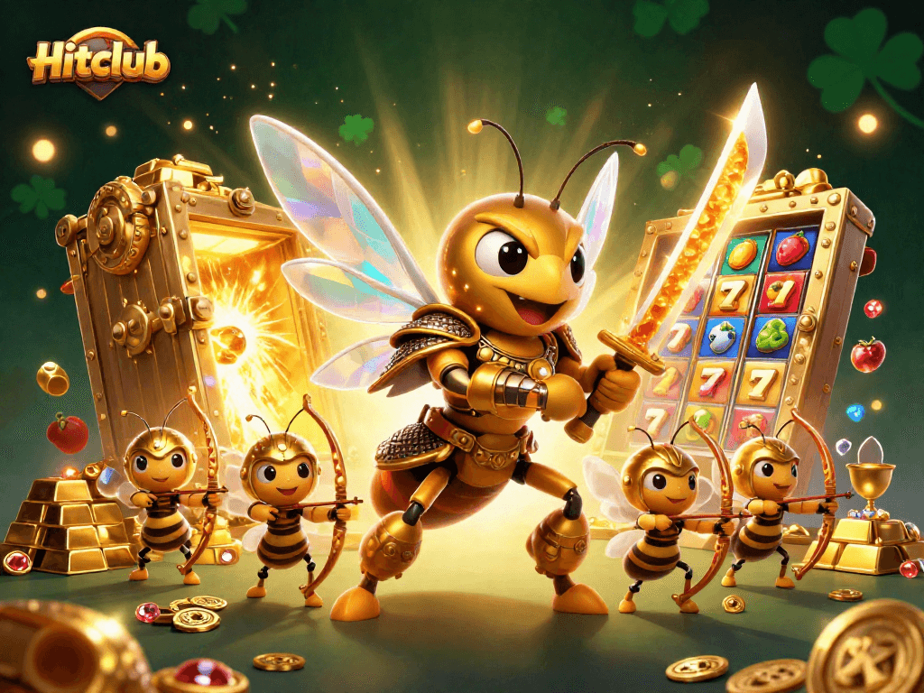 Experience the vibrant Hitclub gaming world with dynamic slot reels and thrilling elements.