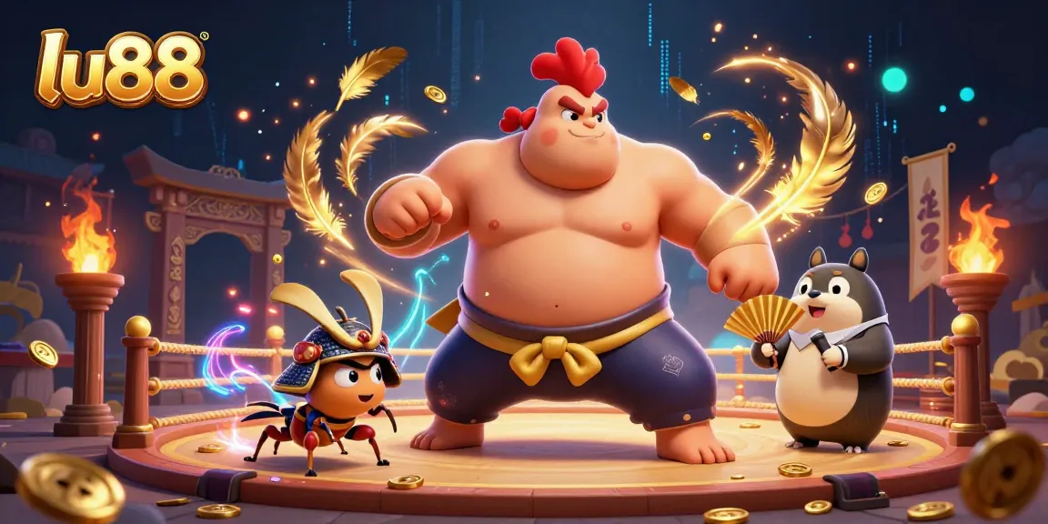 Experience the excitement at lu88 with a powerful sumo rooster and dynamic gambling elements.