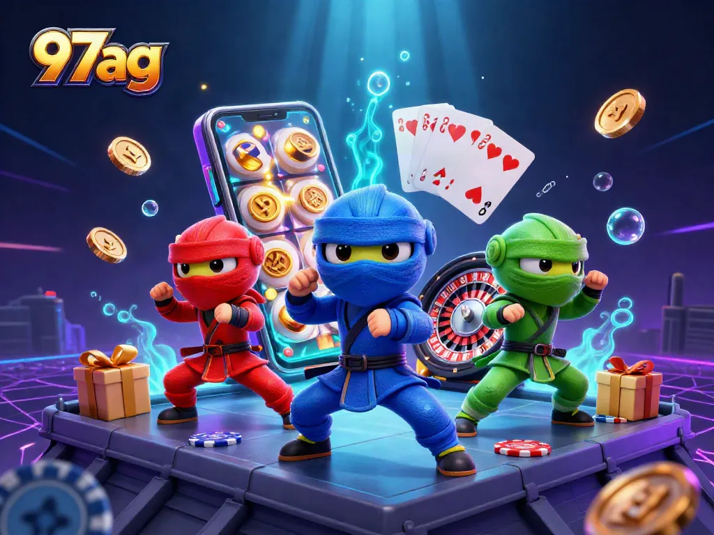 Join the action with 97ag as ninja chameleons engage in thrilling casino gameplay.