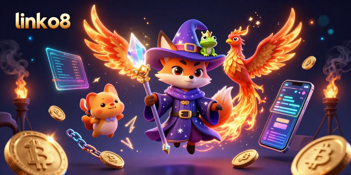 Engage with thrilling gameplay at link o8 featuring a mystical fox wizard, fiery phoenix, and vibrant crypto elements.