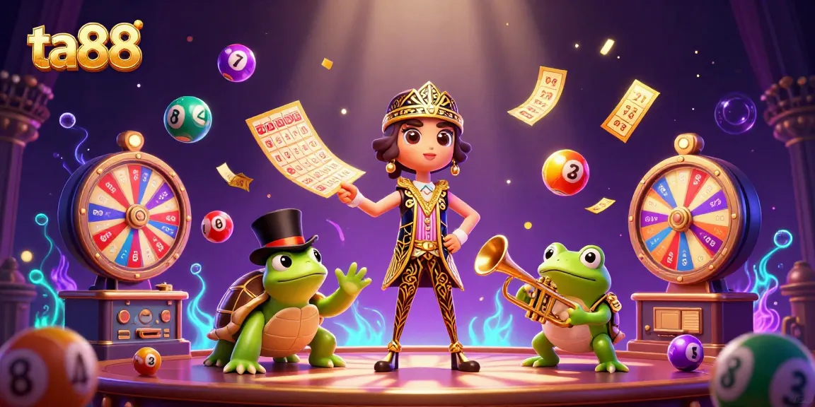 Experience ta88 excitement with colorful lottery elements and vibrant casino vibes in this lively scene.