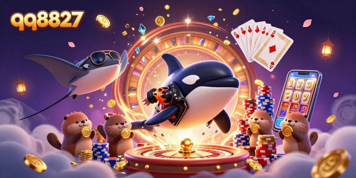 Win exciting prizes with the qq8827 gaming graphics showcasing fantastic ocean characters and casino elements.