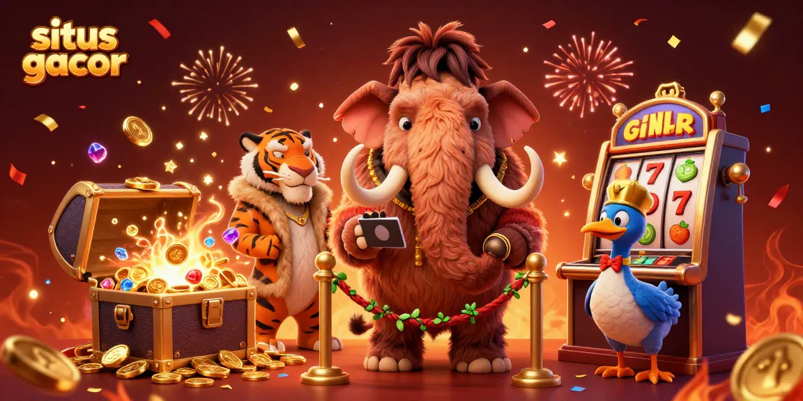 Experience an exhilarating atmosphere at situs gacor with a vibrant casino scene featuring charming characters.