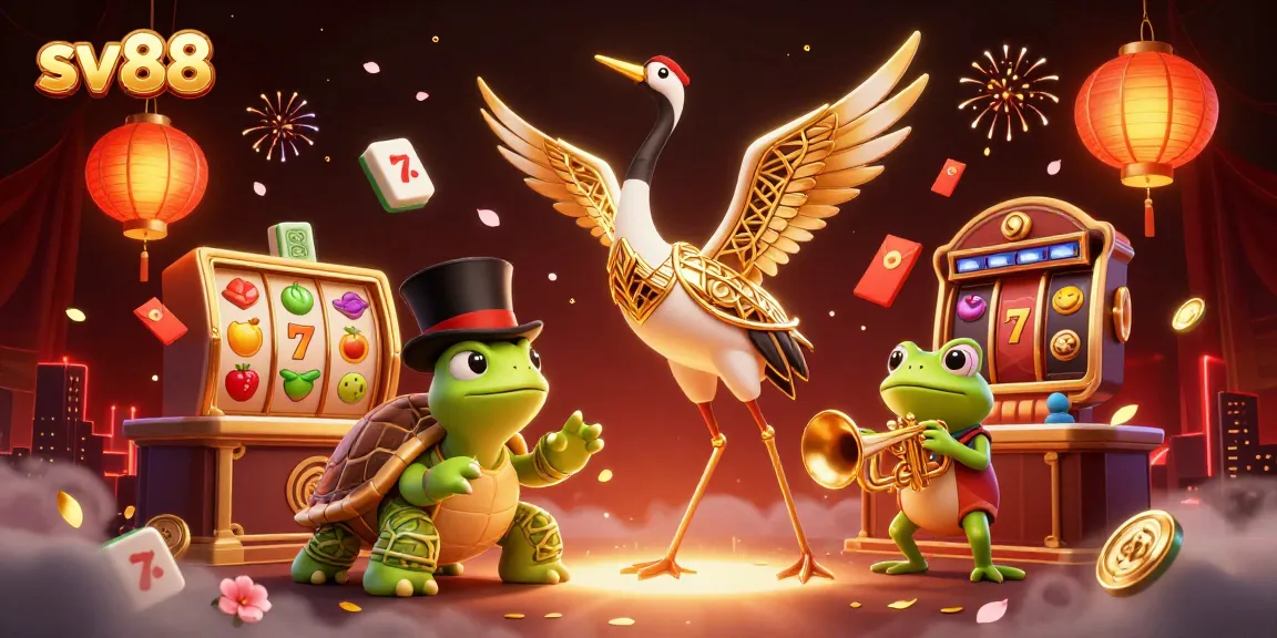 Experience the excitement of sv88 with a vibrant 3D casino scene featuring colorful slot elements.