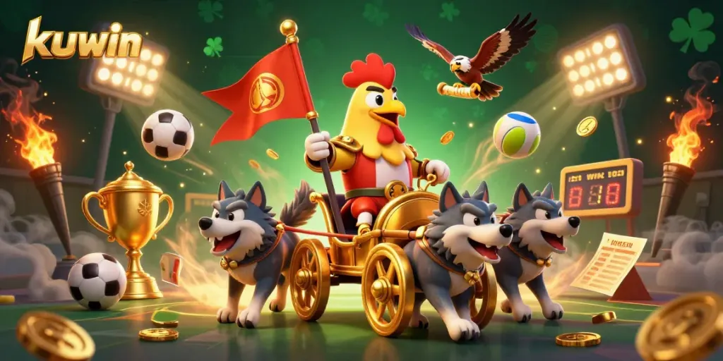 Kuwin strikes the jackpot with thrilling gaming adventures featuring a rooster warlord, sports elements, and dynamic visuals.
