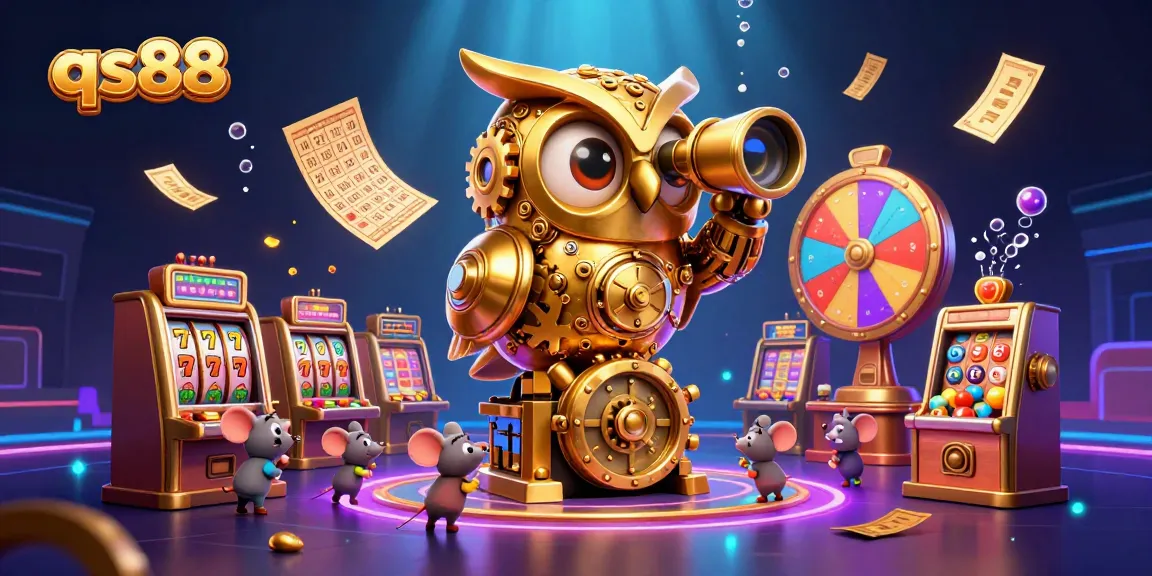Experience the excitement of qs88 with animated characters, slot machines, and lottery elements.