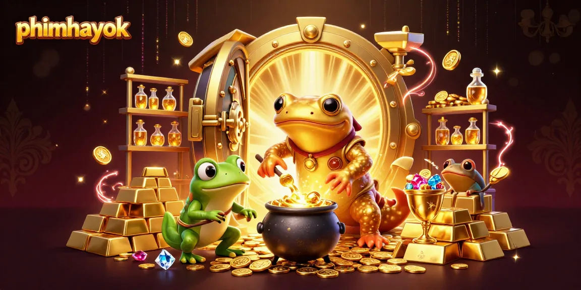 Bet on phimhayok with vibrant 3D casino illustration showcasing gold coins and treasures
