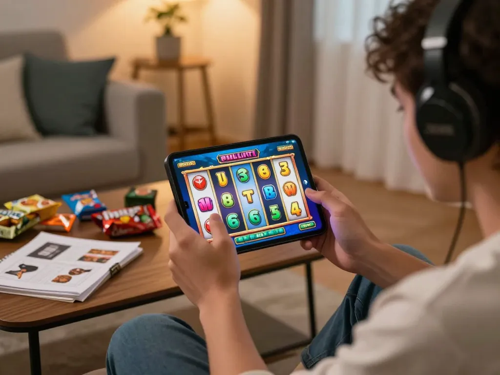Player enjoying an exciting gk888 mobile slot experience at home, celebrating wins with dynamic gameplay.