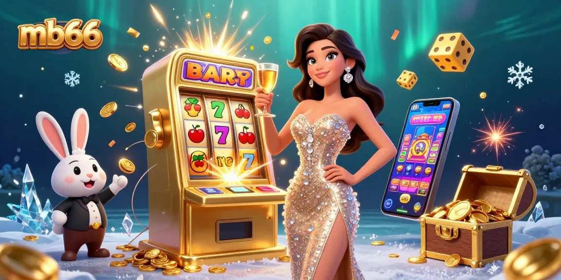 Bet on mb66's lavish casino experience with sparkling gold details and vibrant slot elements.