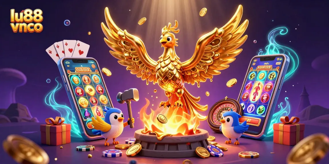 Engage with thrilling slots and jackpots at lu88 vnco's vibrant casino illustration.