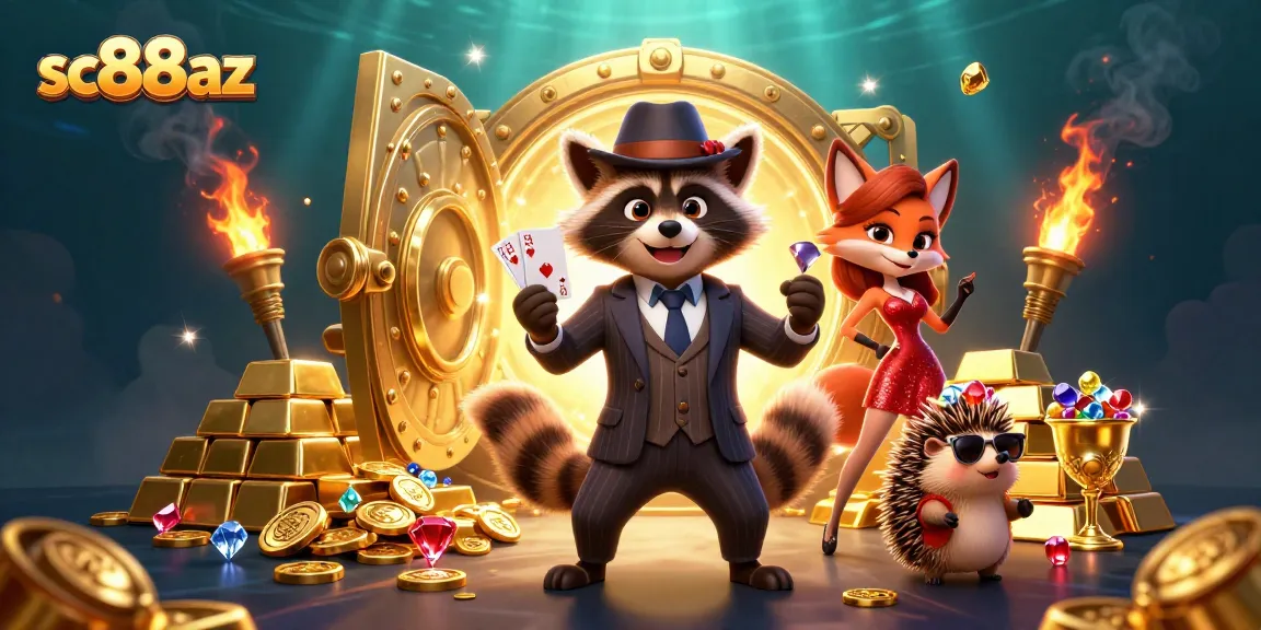 Join the vibrant world of sc88az, where 3D characters celebrate casino wins amidst golden treasures.