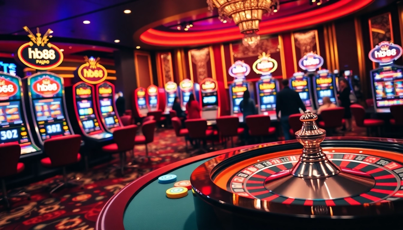 Experience thrilling gaming moments at hb88 with poker tables and vibrant slot machines.