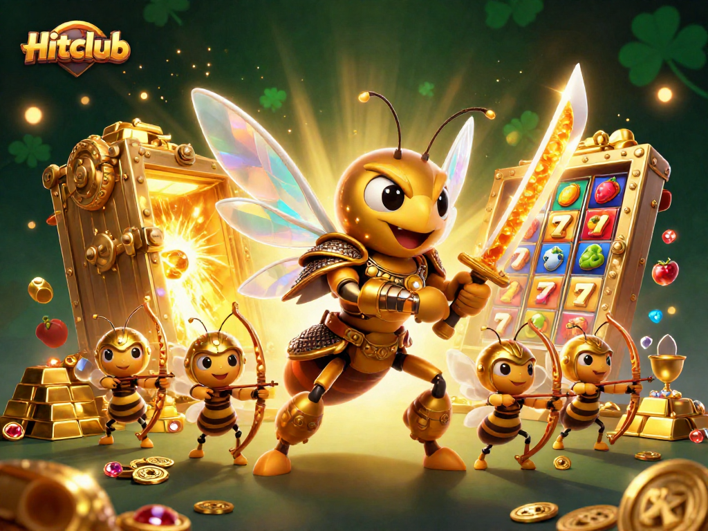 Experience the vibrant Hitclub gaming world with dynamic slot reels and thrilling elements.
