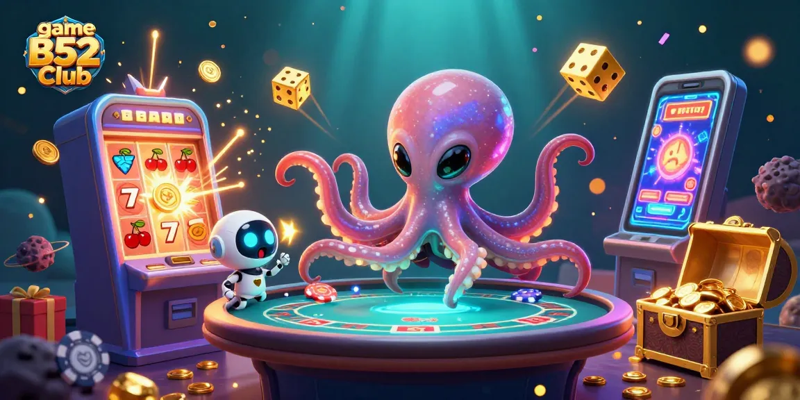 Experience vibrant gaming action with game B52 Club in this colorful scene of alien characters and dynamic casino elements.