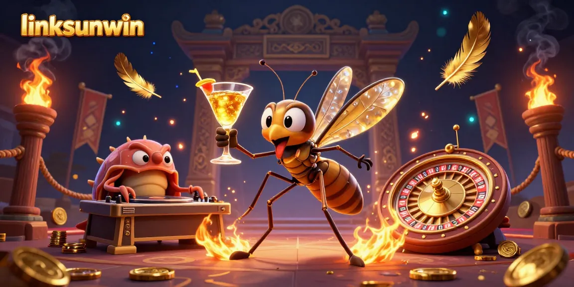Engage with linksunwin in a vibrant casino scene featuring unique characters and dynamic elements.