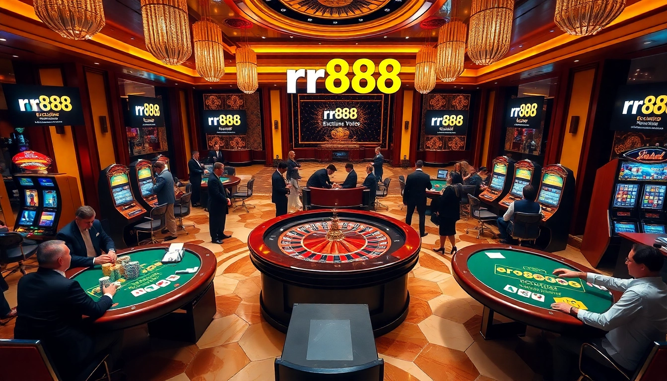 rr888 players experience thrilling action at a vibrant casino table with chips and cards.