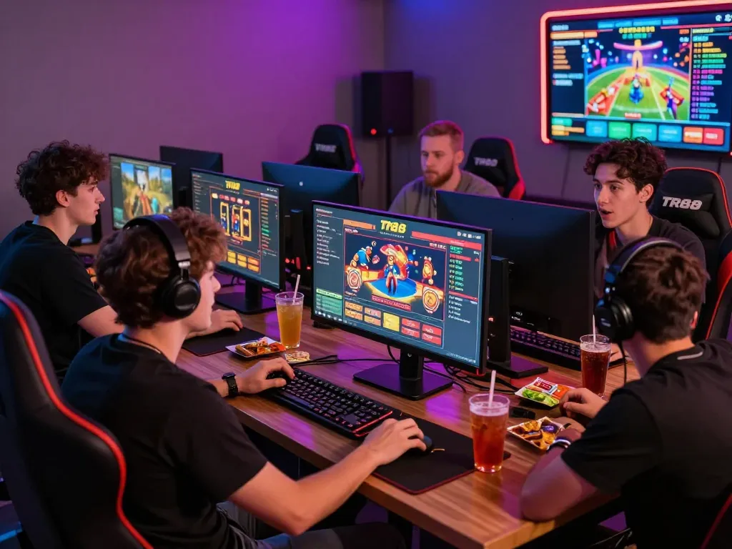 Exciting TR88 online gaming scene with friends engaged in betting and casino games.