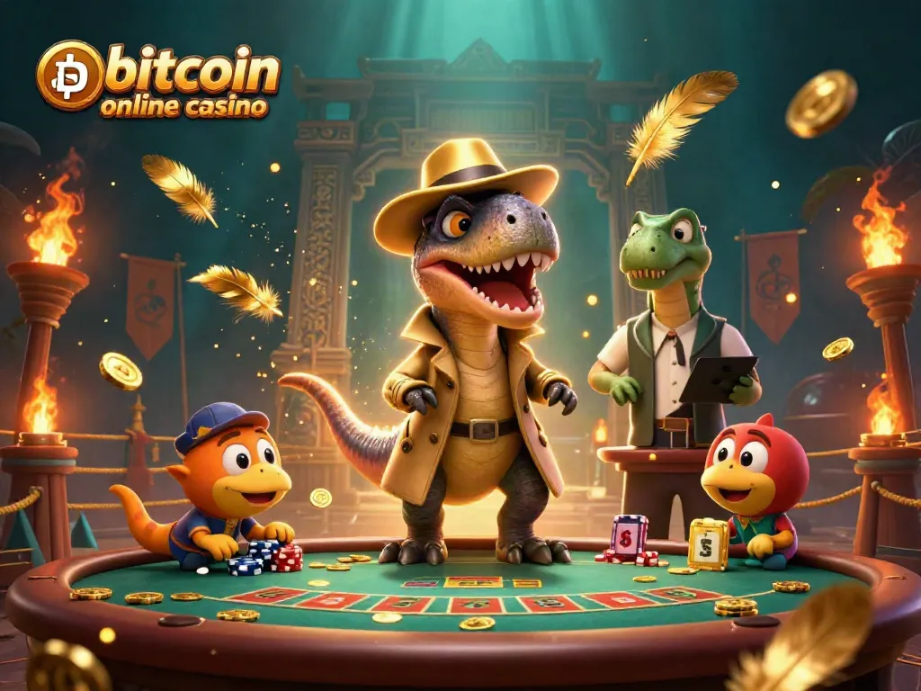 Experience thrilling gameplay at a bitcoin online casino featuring cartoon dinosaurs in action.