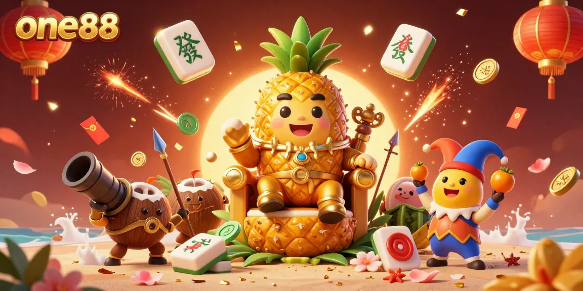 Experience thrilling gameplay at one88 with vibrant casino elements and cartoon characters in a dynamic illustration.