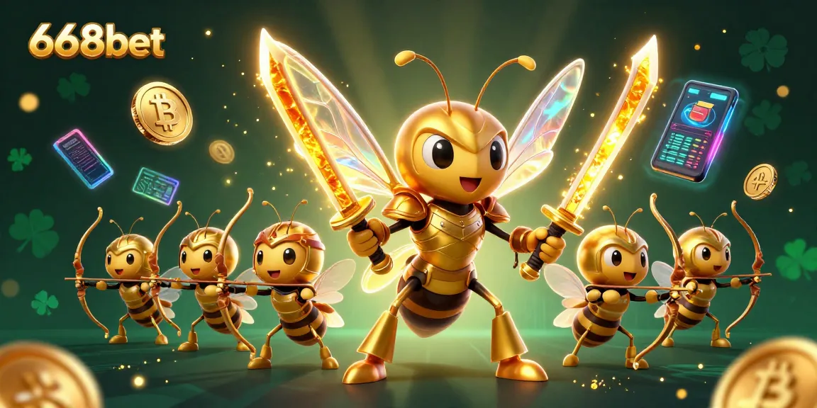 Experience the thrill of gaming with 668bet, featuring a golden hornet samurai in an incredible casino scene.