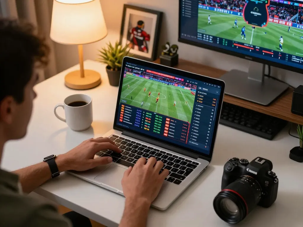 Check live sports odds at 40WIN using a laptop in a cozy gaming setup