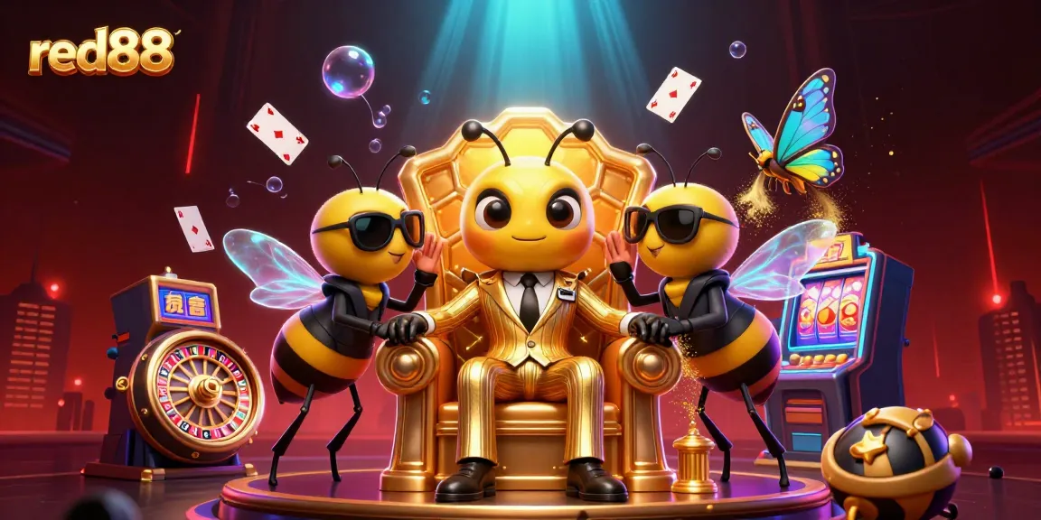 Experience winning strategies with red88 amidst an animated casino scene featuring vibrant games and rich details.