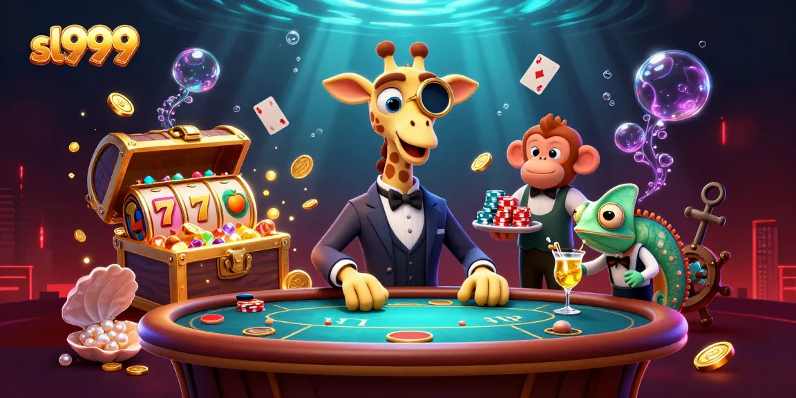 Experimente a emoção dos jogos com sl999, uma cena vibrante de girafa e personagens em um cassino animado.