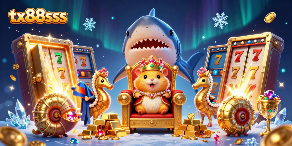 Experience thrilling gameplay with a golden hamster king at tx88sss casino, surrounded by riches and excitement.