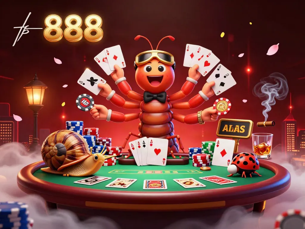 Experience thrilling poker action with tk 888, featuring a vibrant casino scene and engaging characters.