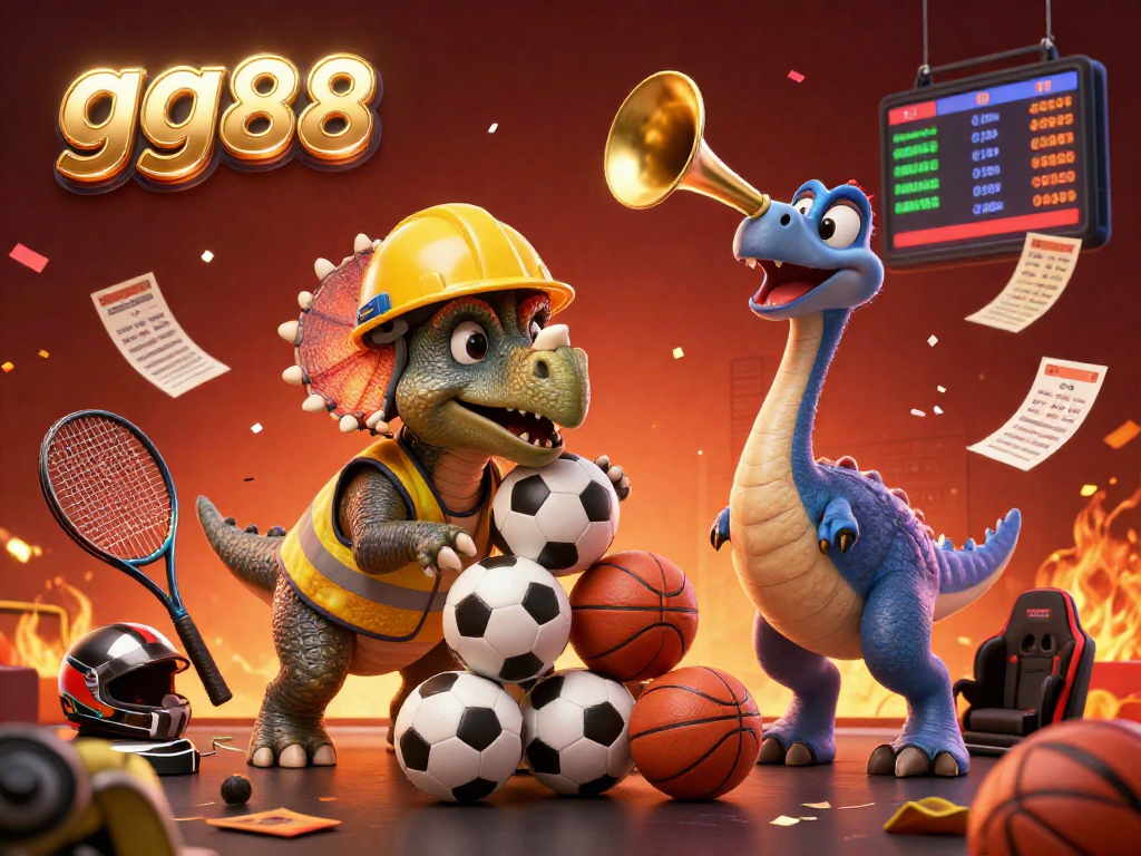 Experience sports betting excitement at gg88 with enthusiastic characters and vibrant game elements.