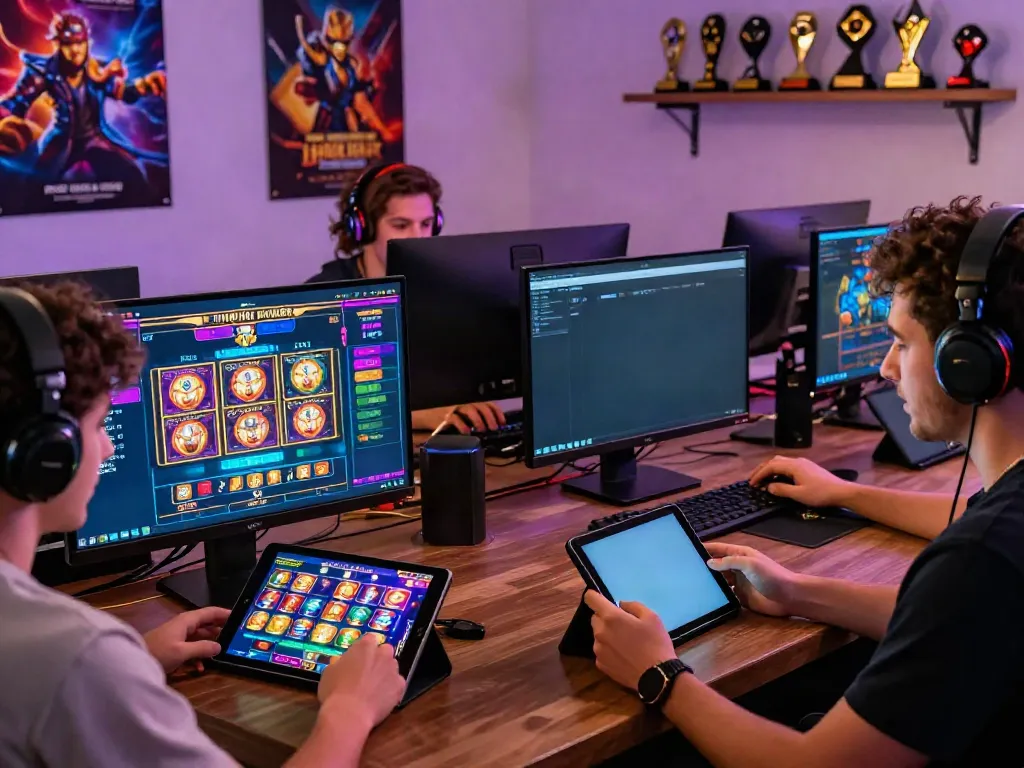 Online gaming excitement with players enjoying live dealer and slot games at https://ku88v1.com/ in a cozy setting.