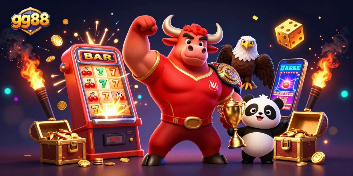 Experience thrill with gg88 and vibrant casino elements in an eye-catching illustration.