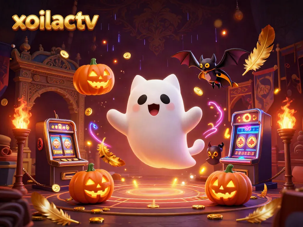 Experience exhilarating football streaming with xoilactv through a vibrant gambling scene featuring a ghost cat.