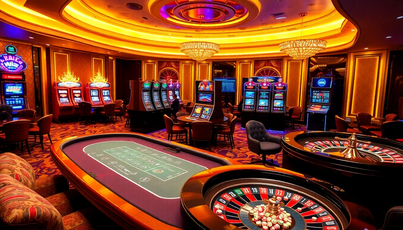 Experience high-stakes excitement at XX88 casino with players at the poker table and vibrant slot machines.