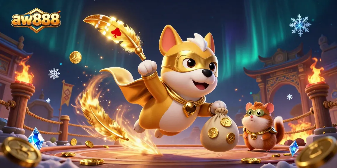 Experience thrilling wins at aw888 while surrounded by action-packed casino elements and characters.