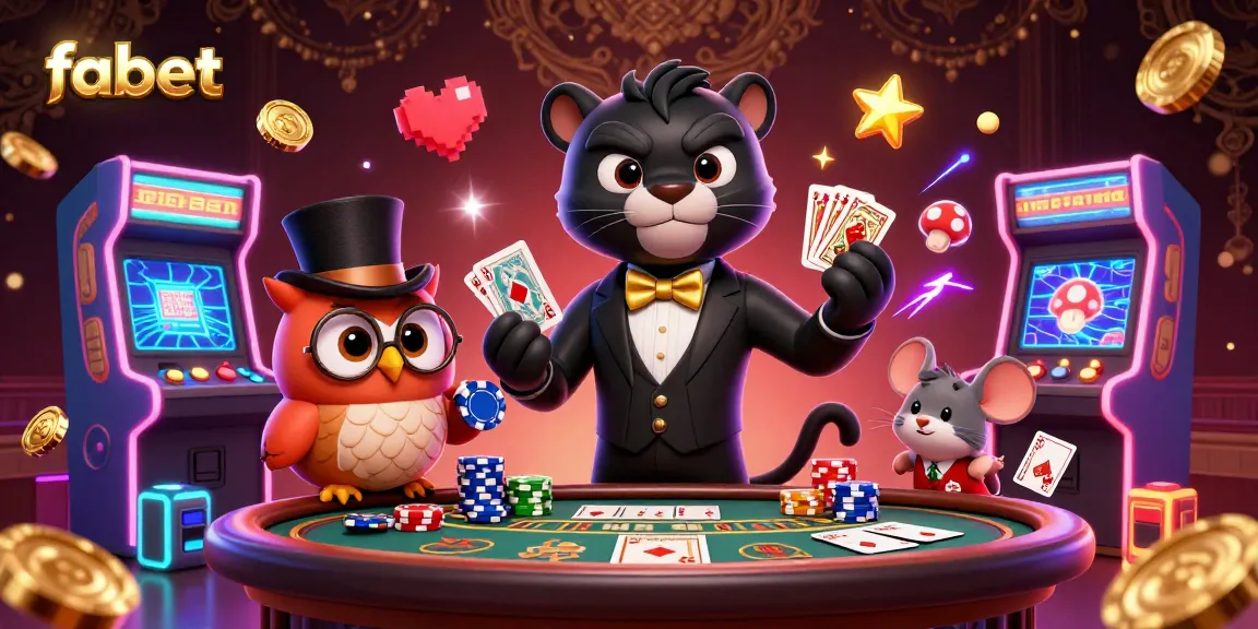 Bet big at fabet with stylish blackjack table and charming casino characters in a lively scene.