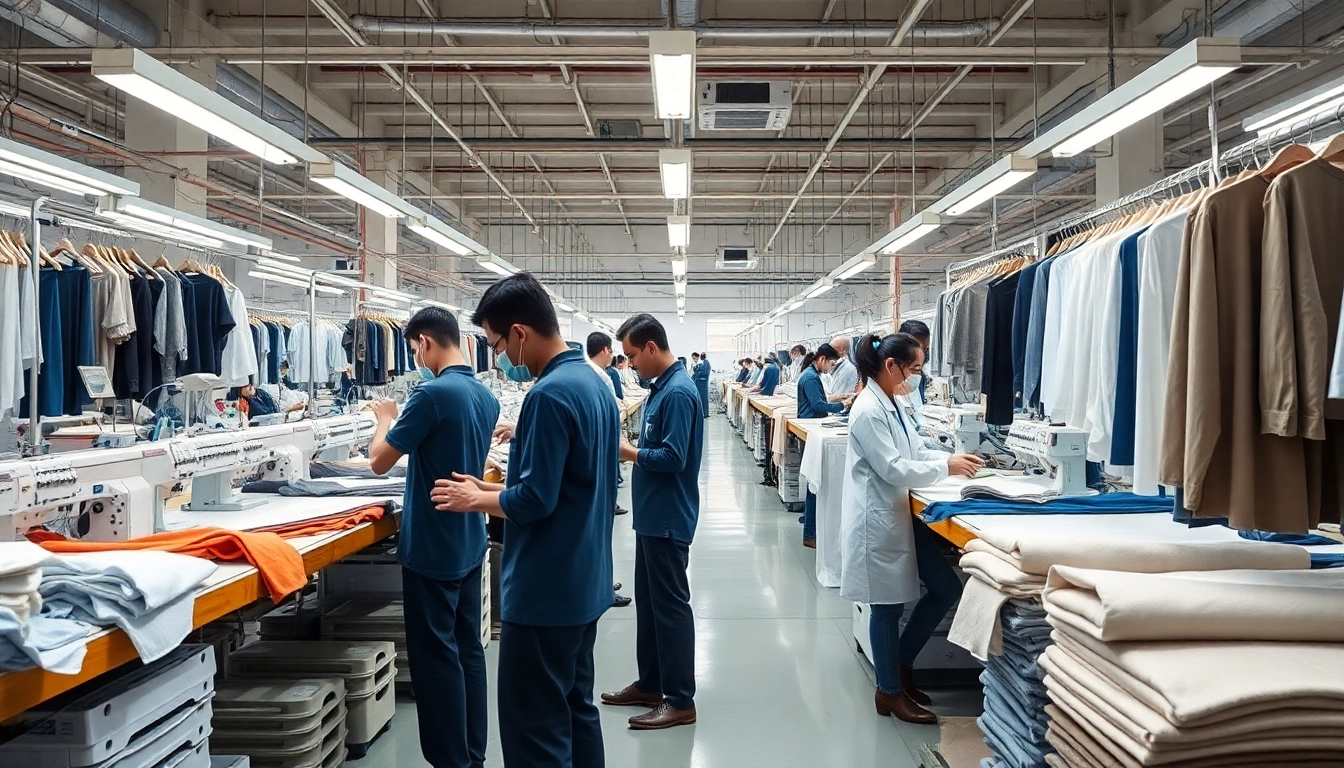 Clothing Manufacturer China producing high-quality garments in a modern factory.