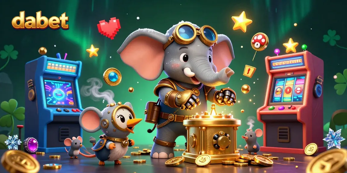 Experience thrilling gameplay at dabet with a steampunk elephant engineer operating an exciting slot machine.
