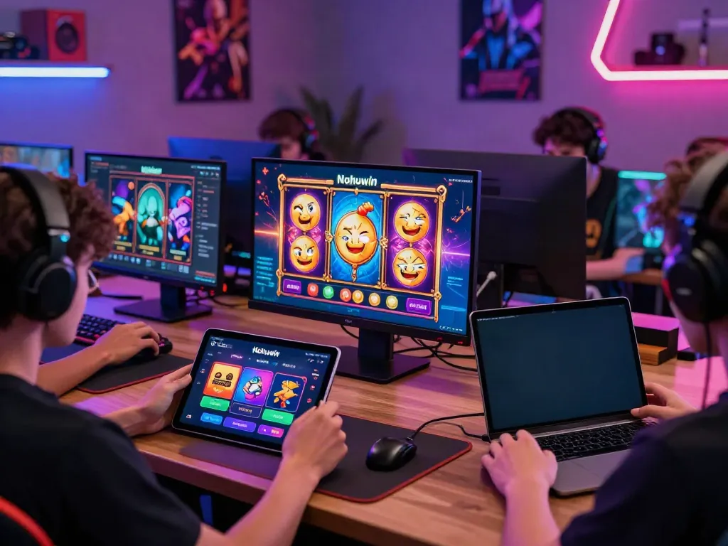 Nohuwin online gaming experience with players enjoying various games and vibrant interfaces