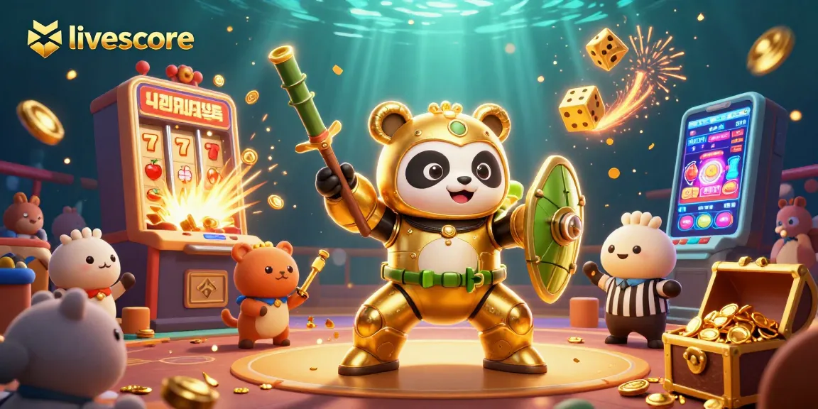Experience livescore excitement with a vivid 3D illustration of a mech-suit panda in a dynamic casino scene.