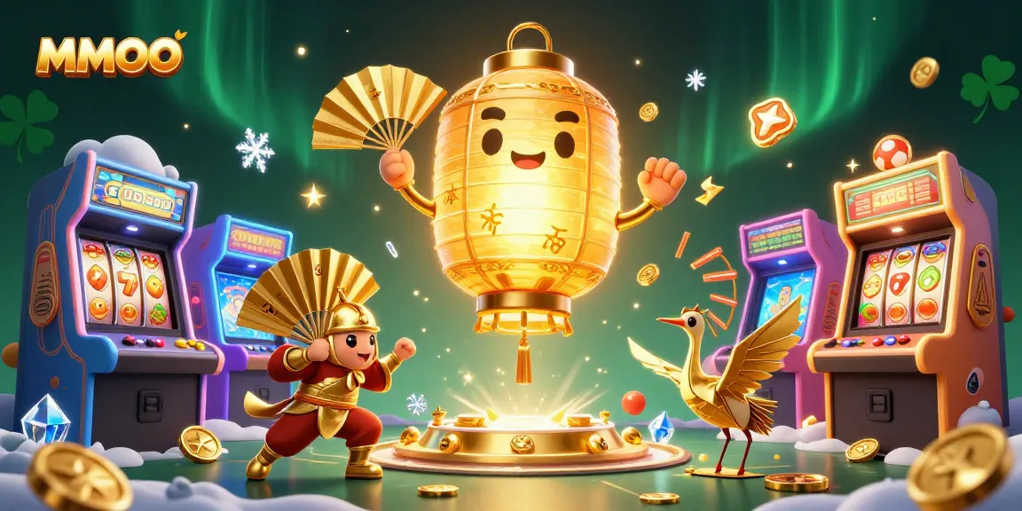 Join the excitement at MMOO as a golden lantern spirit guides players through a vibrant casino filled with luck.