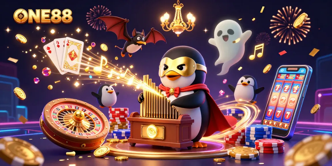 Experience winning excitement at ONE88 with a vibrant 3D illustration featuring casino fun and dynamic action.