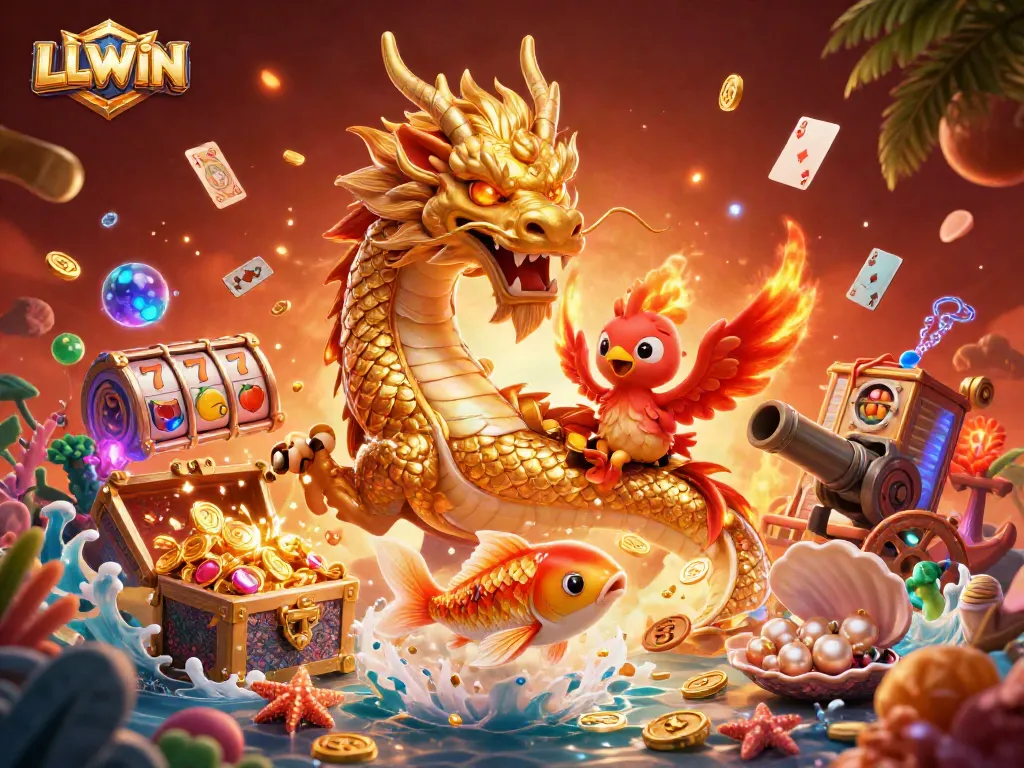 Engage with LLWIN's exciting online gaming experience featuring vibrant characters and thrilling slot reels.