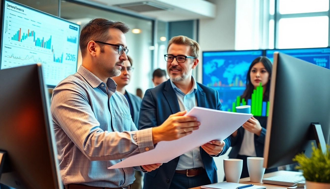 Analyze demand forecasting trends with a professional data analyst in a collaborative office setting.