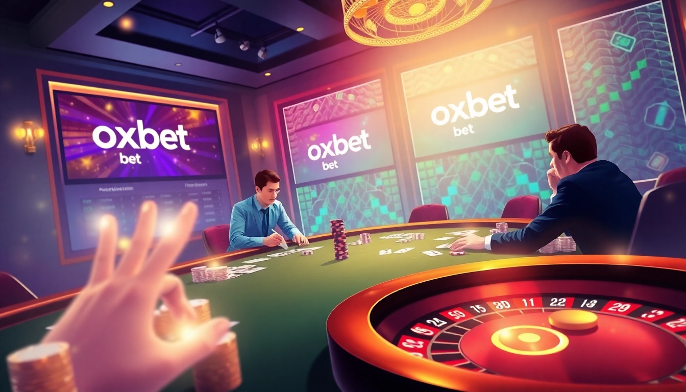 Engage in thrilling poker games at the online platform oxbet bet, showcasing elegance and excitement with chips and cards.