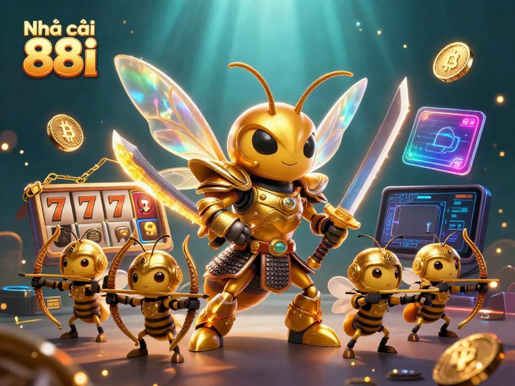 Engage with the vibrant action at Nhà cái 88i featuring a golden hornet and dynamic gaming elements.