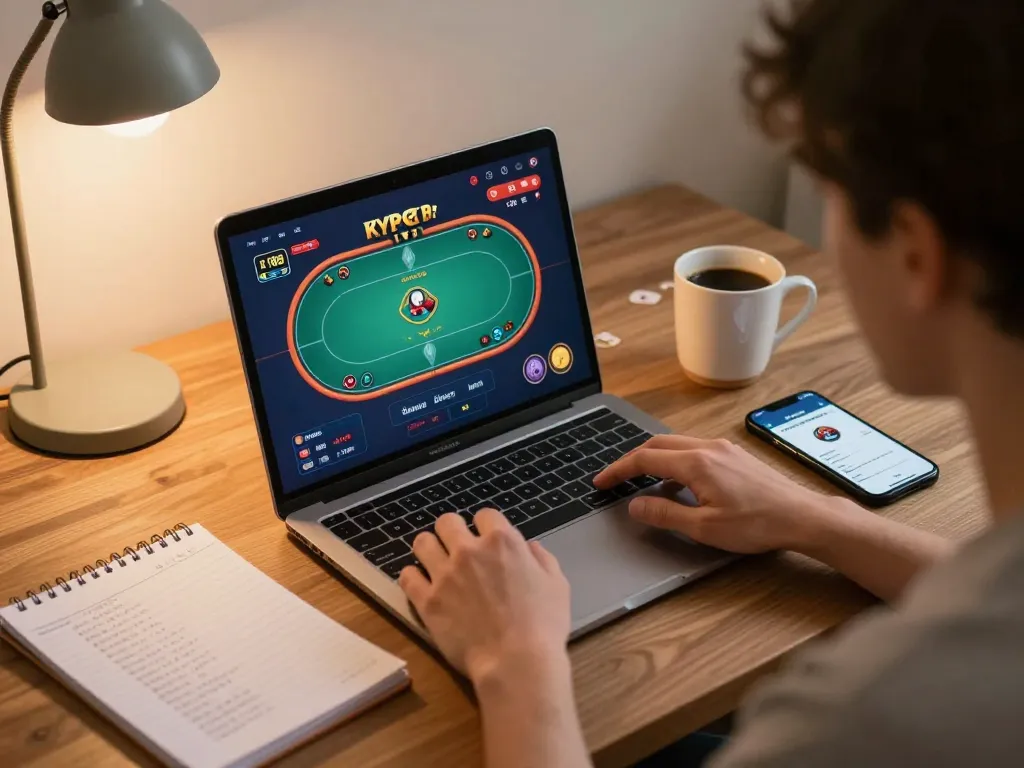 Engaging in online gaming on the KP88 platform with a cozy setup.