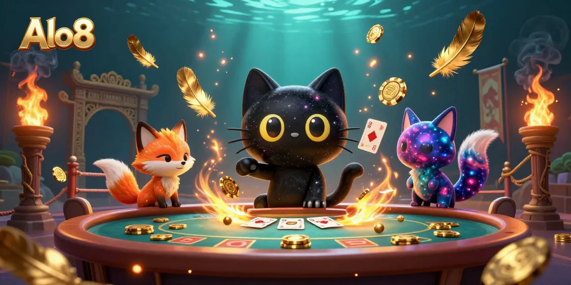Alo8 offers a vibrant online casino experience with a cosmic theme featuring a black hole cat and a nebula fox.