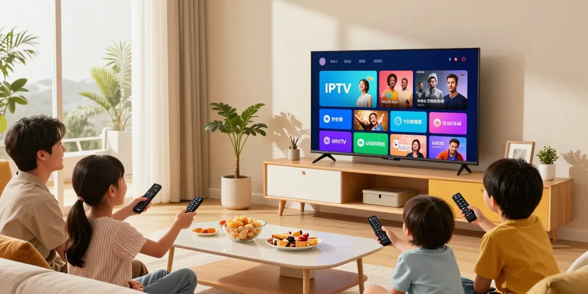 Família assistindo IPTV com a melhor programação na Televisão