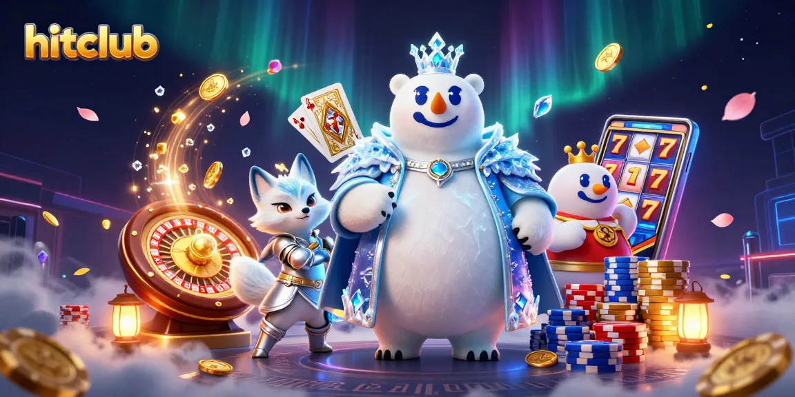 Win big at hitclub with a vibrant 3D casino scene featuring regal characters and game elements!